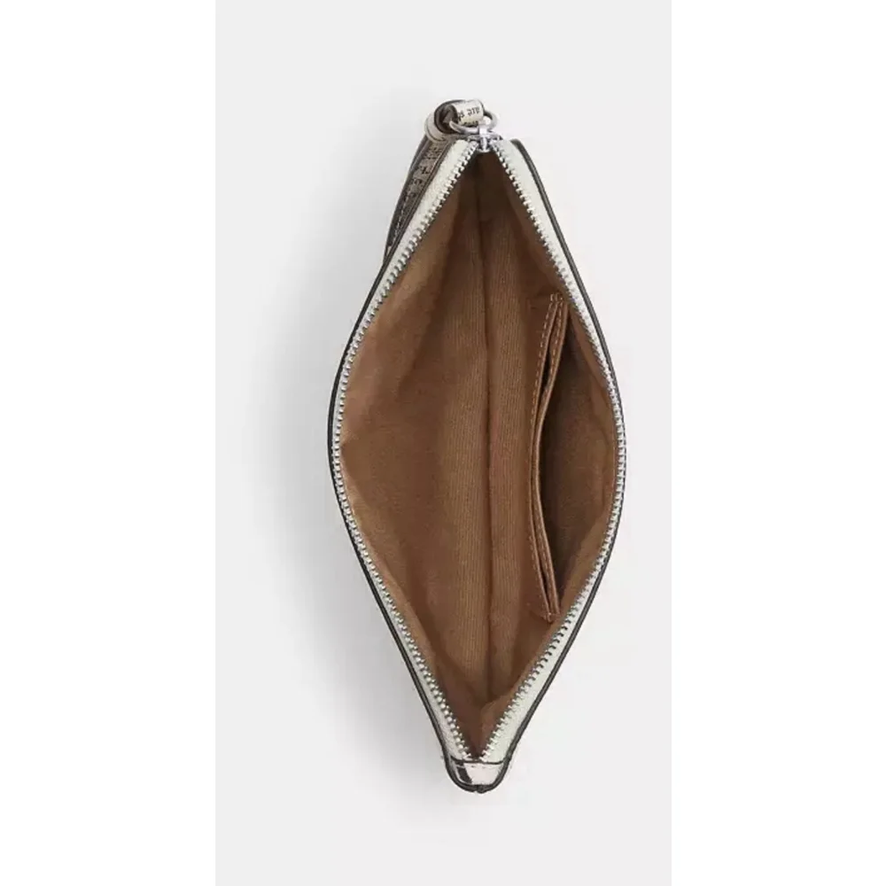 Coach Large Wristlet Newspaper Print Zip Corner